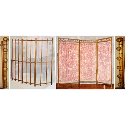 Lot 175 - Two Faux Bamboo Folding Screens; Together with...