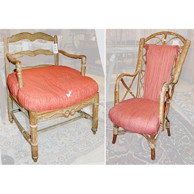 Lot 139 - Provincial Louis XVI Style Painted Rush Seat...