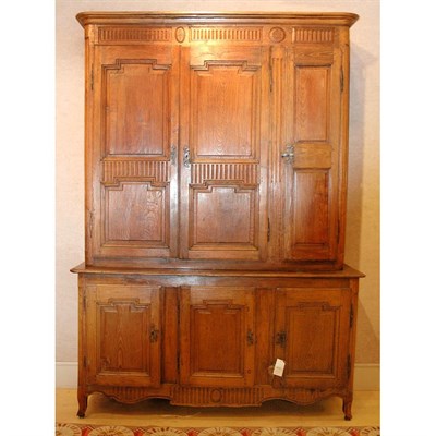 Lot 159 - Provincial Louis XV Oak Buffet a Deux Corps...