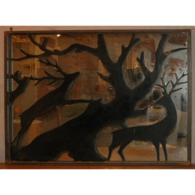 Lot 150 - Iron Deer Decorated Mirror Height 38 1/2...