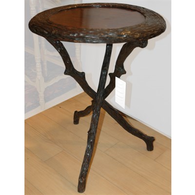 Lot 287 - Black Forest Style Carved Wood Side Table...
