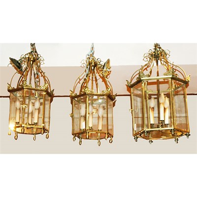 Lot 405 - Set of Three Regency Style Gilt-Bronze Hall...