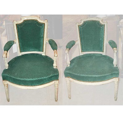 Lot 309 - Pair of Louis XVI Painted Fauteuils en...
