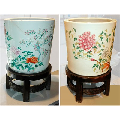 Lot 515 - Pair of Chinese Famille Rose Porcelain...