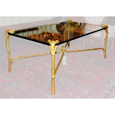 Lot 444 - Neoclassical Style Glass Top Gilt-Bronze Low...