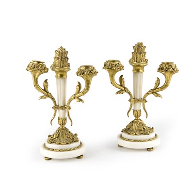 Lot 91 - Pair of Louis XVI Style Gilt-Bronze and White...