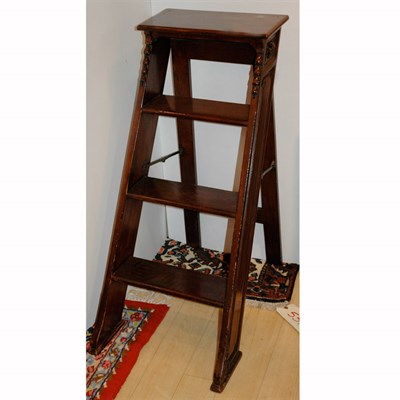 Lot 321 - French Provincial Mahogany Library Ladder...