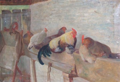 Lot 8 - American School 20th Century Roosters in a...