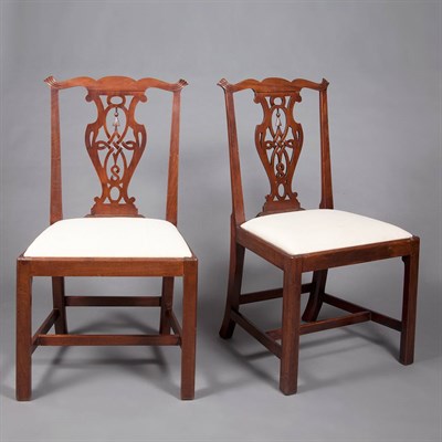 Lot 136 - Pair of George III Side Chairs Each with a...