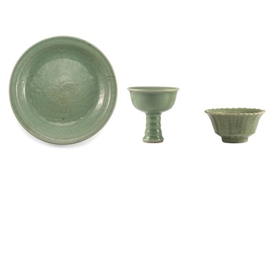 Lot 126 - Group of Three Chinese Celadon Articles Ming...
