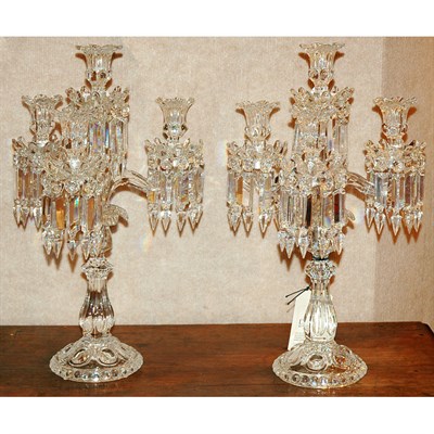 Lot 295 - Pair of Baccarat Style Colorless Pressed Glass...