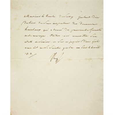 Lot 182 - BONAPARTE, NAPOLEON Note signed (as Nap), text...