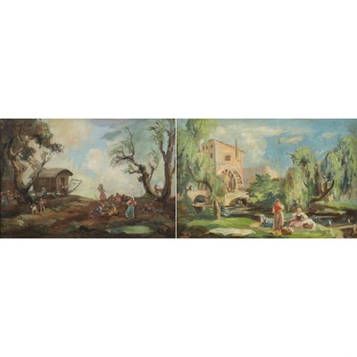 Lot 7 - American School 20th Century Figures in a...