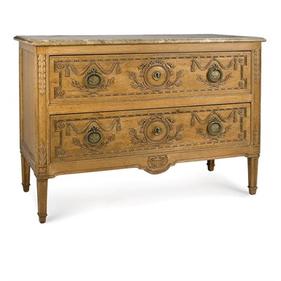 Lot 418 - Provincial Louis XVI Style Marble Top Oak...