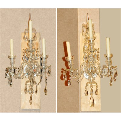 Lot 153 - Pair of George III Style Glass Three-Light...