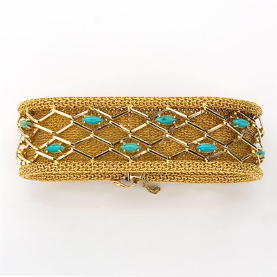 Lot 629 - Gold and Turquoise Mesh Bracelet