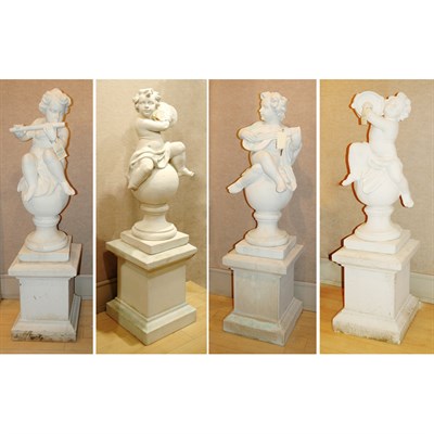 Lot 429 - Group of Four White Painted Composition...