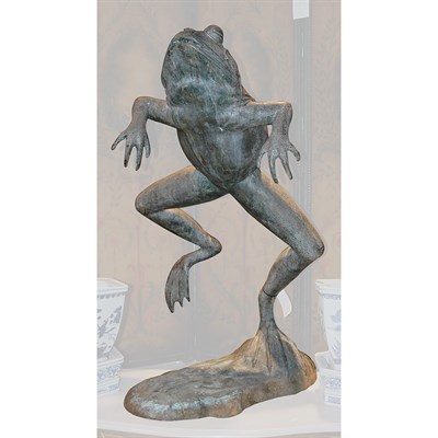 Lot 497 - Bronze Frog-Form Garden Fountain Height 43...