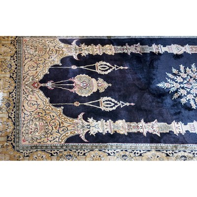 Lot 527 - Qum Silk Prayer Rug Central Iran, mid 20th...