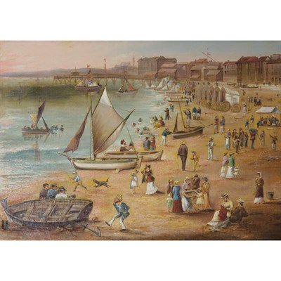 Lot 27 - European School 20th Century Bustling Beach...