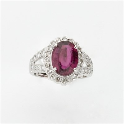 Lot 500 - Platinum, Rubellite and Diamond Ring