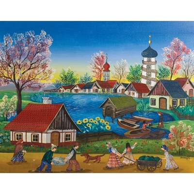 Lot 152 - Kowalski 20th Century Scene of Village Life...