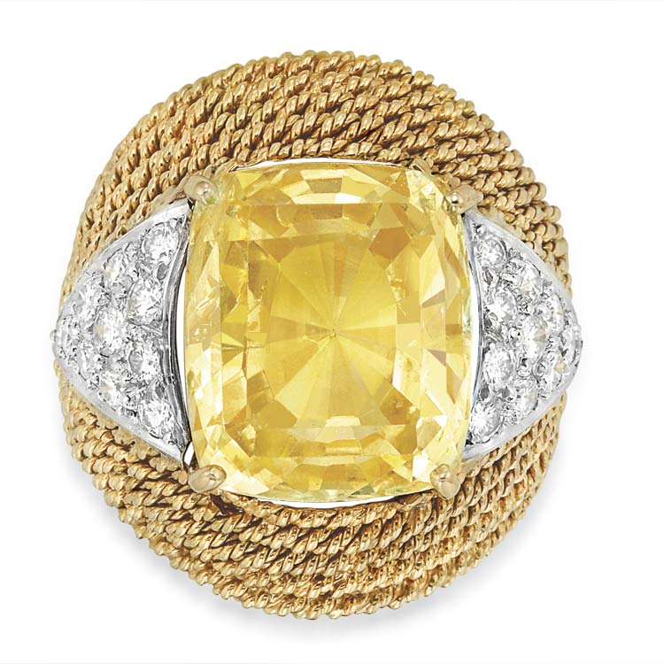 Lot 469 - Gold, Platinum, Yellow Sapphire and Diamond Ring, David Webb