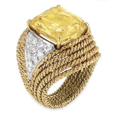 Lot 469 - Gold, Platinum, Yellow Sapphire and Diamond Ring, David Webb