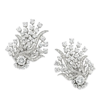 Lot 406 - Pair of Diamond Spray Earclips