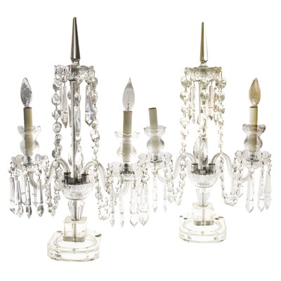 Lot 424 - Pair of George III Style Molded and Cut Glass...