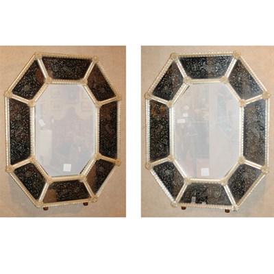 Lot 394 - Pair of Venetian Glass Mirrors Each of...