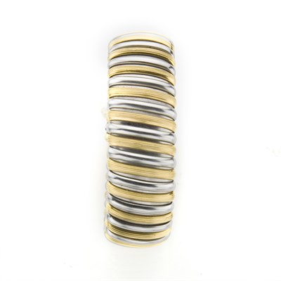 Lot 358 - Stainless Steel and Gold Cuff Bangle Bracelet, Bulgari