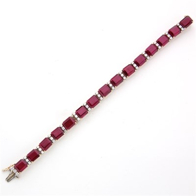 Lot 450 - Gold, Garnet and Diamond Bracelet