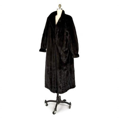 Lot 427 - Adolfo Black Mink Full Length Coat With angled...