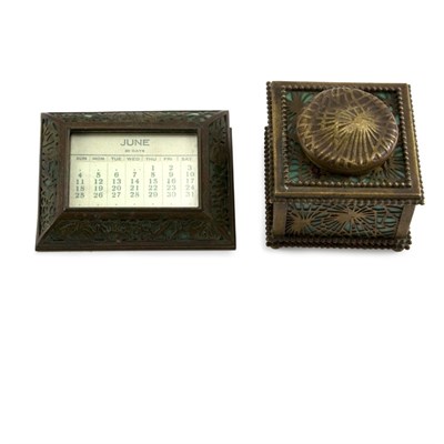 Lot 426 - Two Tiffany Studios Bronze and Favrile Glass...
