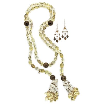 Lot 335 - Faceted Rock Crystal, Lemon Citrine and Smoky...
