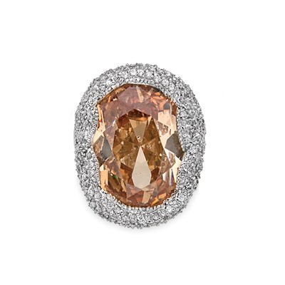 Lot 377 - Simulated Cognac Diamond and Platinum-Tone...