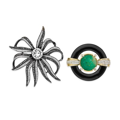 Lot 428 - Two Brooches 1980s Comprising an Art Deco...