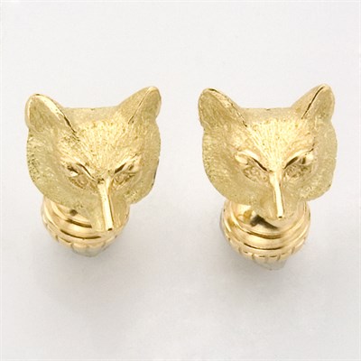 Lot 573 - Pair of Gold Fox Head Cufflinks, Andrew Clunn