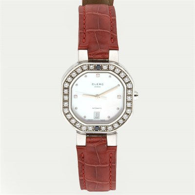 Lot 295 - Stainless Steel and Diamond Wristwatch, Clerc