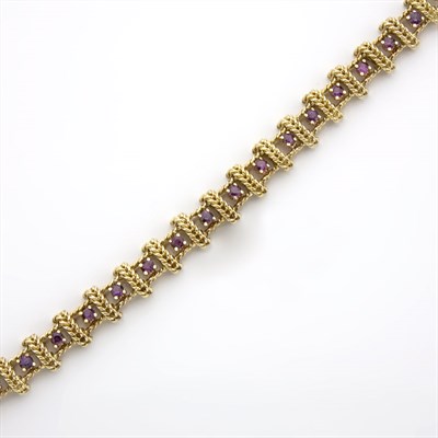 Lot 442 - Gold and Garnet Bracelet