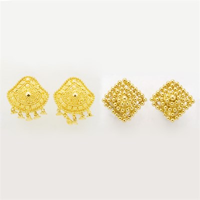 Lot 496 - Group of Gold Indian Jewelry and Pair of Silver Gilt Pendant-Earrings