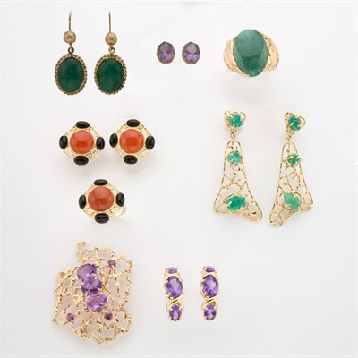Lot 226 - Group of Gold and Gem-Set Jewelry