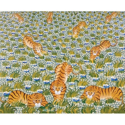 Lot 200 - Yannis Amoryanos Greek, b. 1944 Tigers in a...