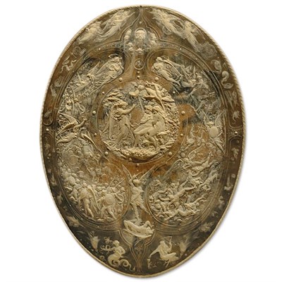 Lot 174 - Pate-Sur-Pate Style Allegorical Wall Plaque...