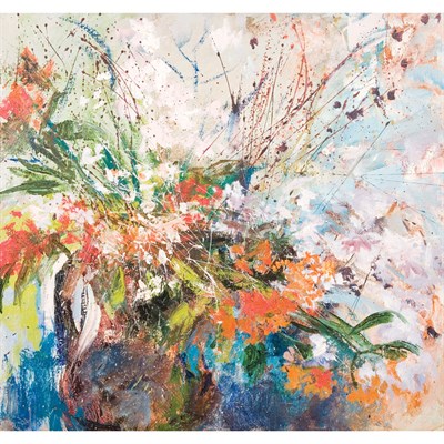 Lot 219 - 20th Century School Wildflowers Oil on canvas...