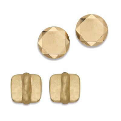 Lot 389 - Two Pairs of Gold Earclips