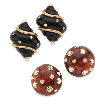 Lot 414 - Two Pairs of Costume Earclips