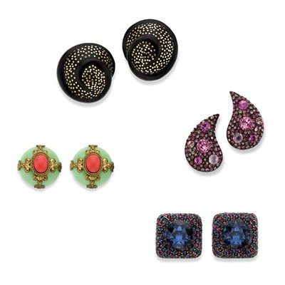 Lot 415 - Four Pairs of Costume Earclips