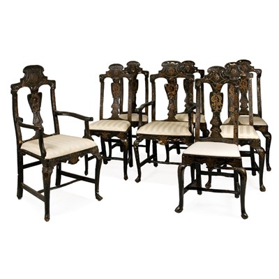 Lot 140 - Set of Twelve Continental Rococo Japanned...